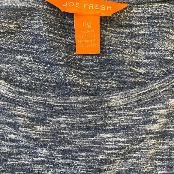 JOE FRESH Blue Heather Blue Jersey Knit Pullover Long Sleeve Boat Neck Top L - Picture 3 of 7